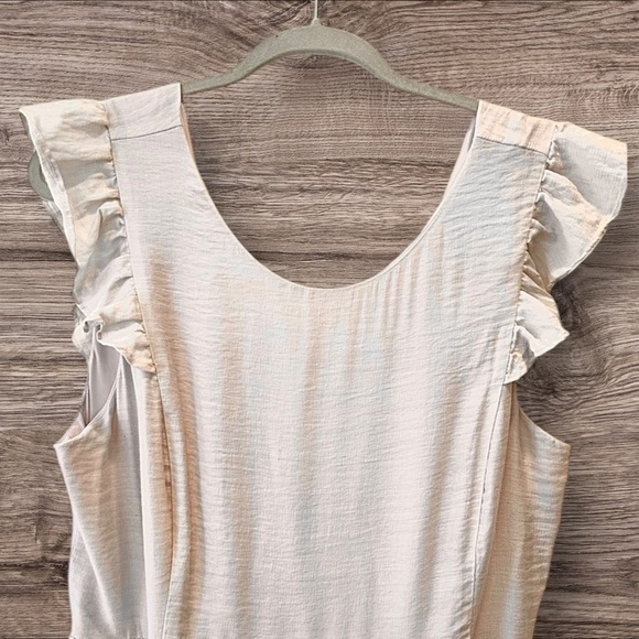 Express XL Beige Whimsical Ruffle Midi Dress Renaissance, Festival - Picture 3 of 9